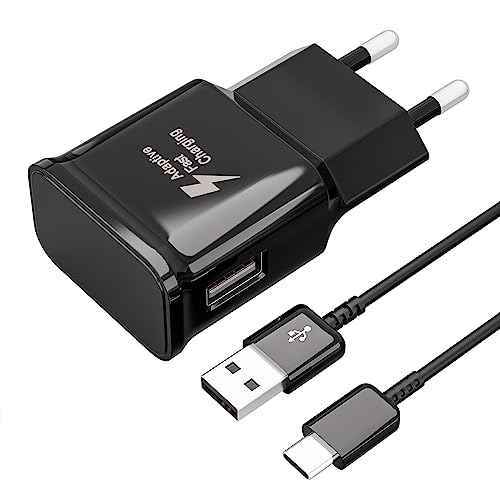 Cargador Rápido para Teléfono Samsung, Cargador Rápido Adaptable USB con Cable de Carga USB Tipo C Compatible con Galaxy S21, S20, S10, S10e, S9, S8, A13, A30, A51, Note10, 9, Tablet Cargador USB C