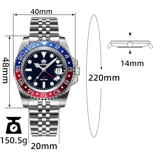 ADDIESDIVE Orologio GMT Uomo 36mm - Quadrante Beige, Impermeabile 100m, Acciaio Inox 316L - Doppio Fuso Orario - 6