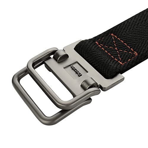 Drizzte Belt Men Plus Size 63'' Web Fabric Canvas Belts D Ring Belt Casual Adjustable Military Work Tactical Belt Black #TOP3