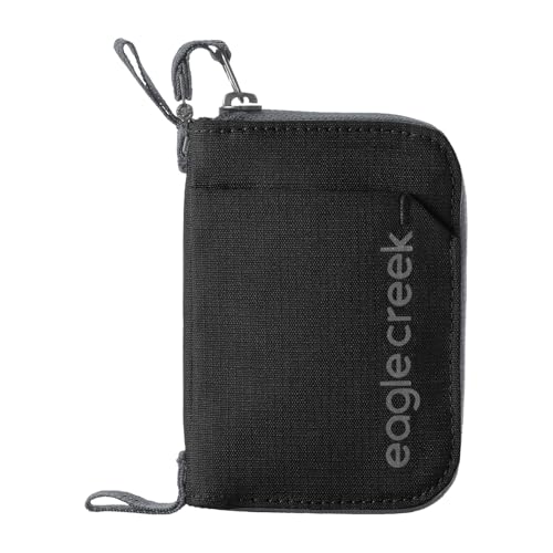 Eagle Creek Stash RFID Wallet – Slim Travel Wallet with RFID Blocking – Secure Passport, Cards & Cash – Lightweight, Water-Resistant Nylon – Zipper Closure – Unisex Design - Black