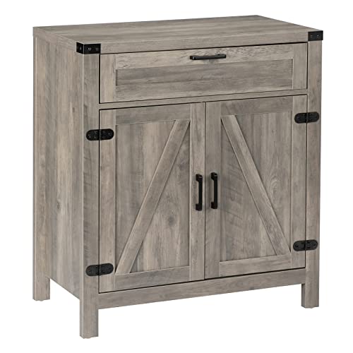 Image of VINGLI Modern Farmhouse Sideboard Buffet Cabinet with Drawer, Storage Cabinet with Doors and Adjustable Shelves, Coffee Bar Station for Kitchen, Dining Room and Living Room, Ash Grey
