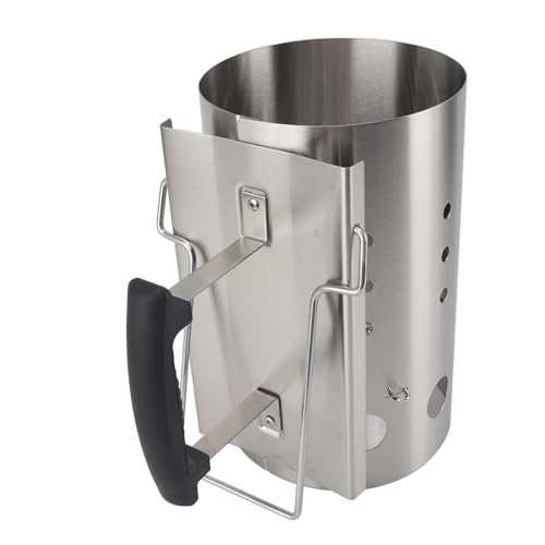 Hiraith Barril de Arranque de Carbón Eficiente, Arranque de Chimenea Portátil de Acero Inoxidable para Barbacoa, Camping, Picnic con Diseño Ligero