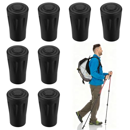 8 Pièces Embouts de Canne de Marche, Capuchons Protecteur en Caoutchouc de Pointe de Poteau pour Bâtons de Marche Nordique, Montagnes, Randonnée