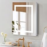 24 x 30 LED Lighted Medicine Cabinet with Lights, Recessed or Surface Wall Mount Medicine Cabinet Mirror for Bathroom with Storage, Outlets & USB, Tempered Glass, 3-Color Dimming, Adjustable Shelf