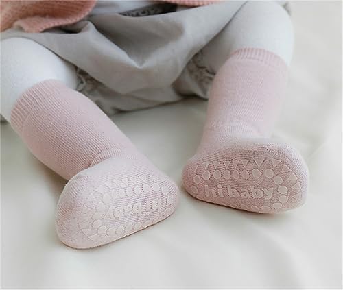 Behele Baby Non Slip Grip Socks Toddler Knee High Anti Skid Crew Slipper Crawling Socks For Girls Boys Newborn thumb #3