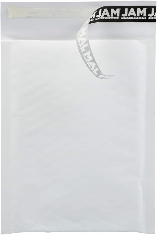 JAM PAPER Bubble Lite Padded Mailers - Size #0-6 x 8 1/2 - White Kraft - 25/Pack
