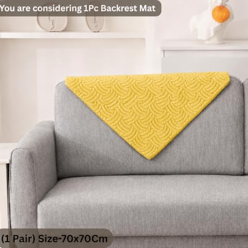 Image of HOMETHREADS Innovative Premium Velvet Sofa Cover Mat with PVC Backing for Non-Slip Comfort (C Yellow, 1Pc Backrest | 70x70cm)