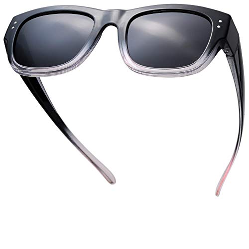 Image of The Fresh High Definition Polarized Wrap Around Shield Sunglasses for Glasses - Leather Eyeglasses Case