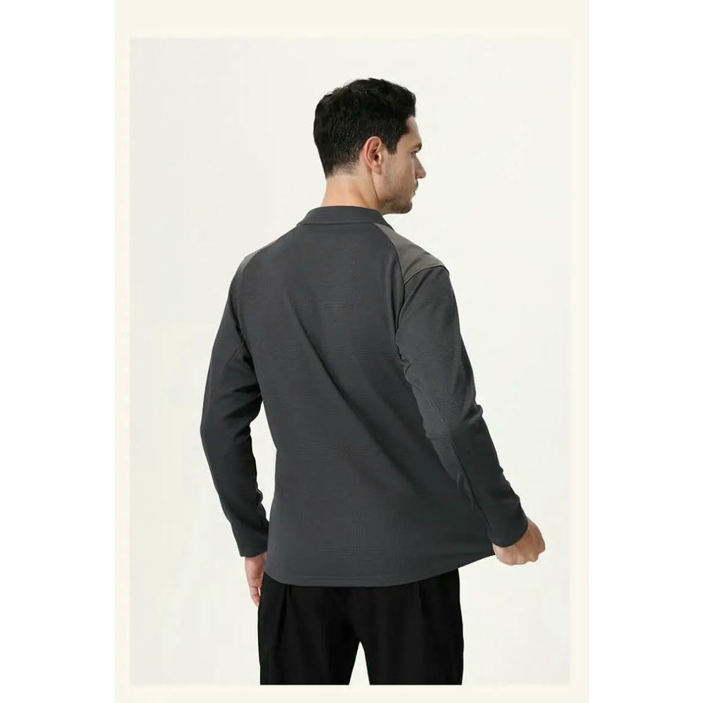 GLDFW (M-3XL) - Maglia da uomo a maniche lunghe con mezza zip, per autunno e inverno, assorbe il sudore, ad asciugatura rapida, per ciclismo, pesca