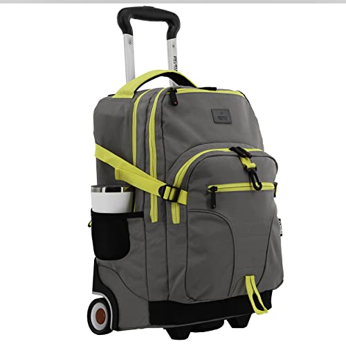 Image of J World Lunar Rolling Backpack. Laptop Bag With Wheels. Wheeled Carry-On Travel Luggage, Grey, 19.5 x 13 x 8 Inches