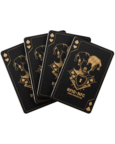 DUGRAFT 4 Pack RFID Blocking Cards Credit Card Protectors Anti-Theft Card Blocker NFC Contactless Protection for Entire Wallet, Travel Essentials, Art Deco