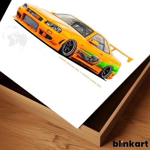 Image of BLINKART Nissan & Toyota Skyline & SupraCar Posters Sticker Gift Items for Boys Room Wall Decor || Comes with Double-Sided Tape|| Decoration Bedroom Living Room Office Studio Decor | 12x18 In (A3) - CAR-268