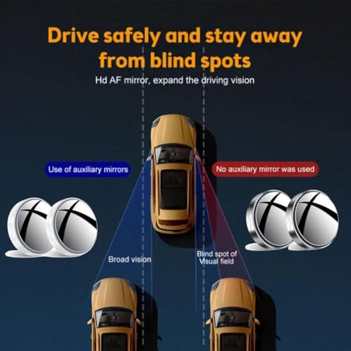 Sufficienta Suction Cup Car Convex Blind Spot Mirror, 2024 New Blind Spot Mirror for Car, Suction Cup Design, Large Vision, 360 Degree Rotation (White+Silver)