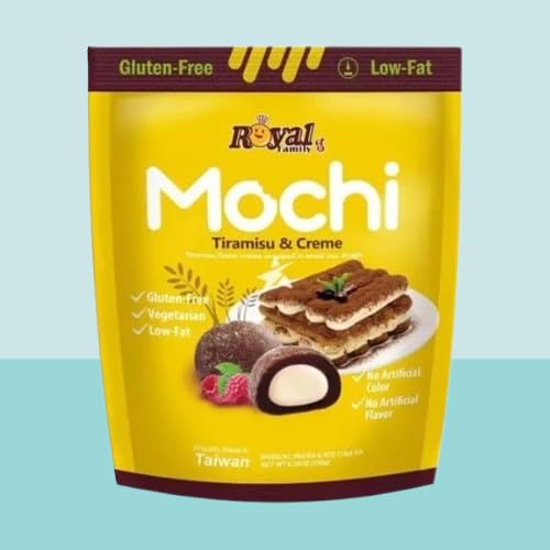 Royal Family Tiramisu Creme Mochi, 6.34 oz (Pack of 2) – Soft Rice Cake with Coffee-Flavored Filling – Made in Taiwan – Vegetarian-Friendly