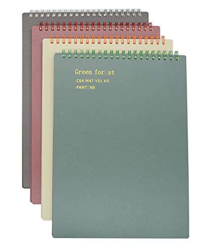 Yansanido Top Bound Spiral Notebook, 4 Pcs B5 Thick Plastic Hardcover 7Mm College Ruled 4 Color 80 Sheets -160 Pages Journals For Study, Work, Travel And Notes (Dark Color) #TOP12