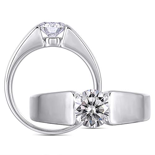 DovEggs Solitaire Moissanite Engagement Rings for Men Women 1ct 6.5mm G-H-I Color Heart Arrows Cut Moissanite Anniversary Promise Rings 14k Gold Quality Sterling Silver (12)