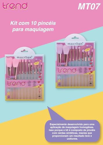 Kit Com 10 Pinceis Para Maquiagem - Mt07 Macrilan - Cores Sortidas
