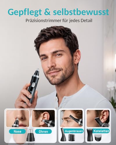 Nasenhaartrimmer Herren: IRUVAE innovativer Hochdrehmoment-Motor für ziepfreies und schmerzfreies Trimmen - 3-in-1 Nasenhaarschneider… – Ansicht 2