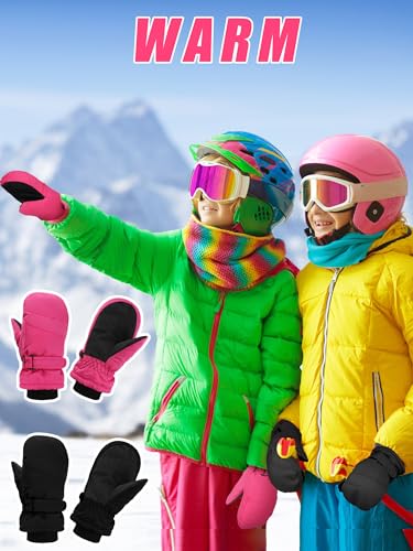 Image of SATINIOR Kids Snow Mittens Waterproof Winter Ski Gloves Warm Thicken Snow Gloves for Girls Boys