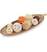 Hanobe Leaf Wooden Decorative Tray: Leaf Shaped Wood Key Tray Decor Leaf Bowl for Crystal Candle
