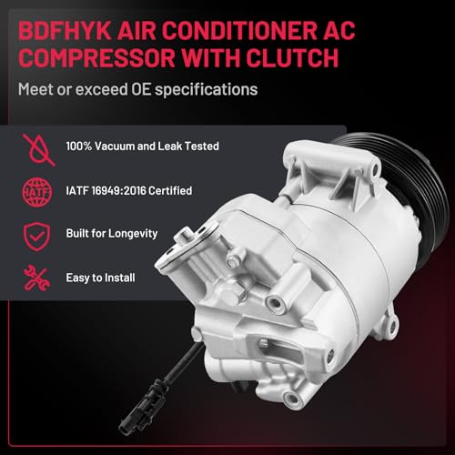 BDFHYK Air Conditioning A/C Compressor with Clutch Compatible with Chevy 1.8L Cruze 2012-2015, Cruze Limited 2016, Replacement 13346491, 13413335, 1522227, 1522291, 1422227