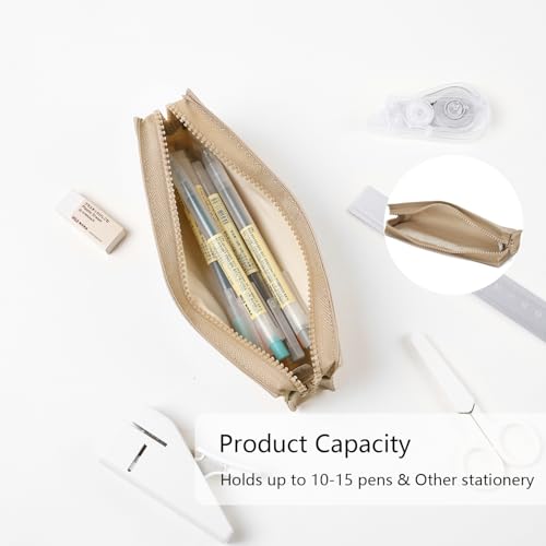 Image of Oxford Fabric Pencil Case Lightweight and Durable Ideal Pencil Pouch (Khaki /Oxford,Oxford Fabric)