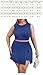 MRSFITOK Plus Size Skort Skirt Short Sets Women 2 Piece Outfits Summer Sleeveless Tank Top and Slit Skort Sets Blue 4XL