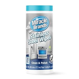 MiracleWipes for Stainless Steel, Cleaner Wipes for Kitchen and Home Appliances, Including Oven, Refrigerator, Dishwasher, Microwave, Sink, Hood, and Grill, Removes Fingerprints and Smudges – 30 Count