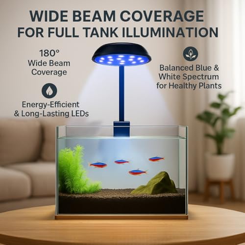 Image of LY-307B 6W LED Aquarium Light | Compact Clip-On Fish Tank Lamp for Small Tanks Up to 2 ft | 360 Adjustable Arm, Waterproof & Energy-Saving Lighting for Aquatic Plants