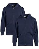Quad Seven Boys’ Sweatshirt – 2 Pack Basic Fleece Zip Hoodie (Size: 4-18), Size 8-10, Navy & Navy