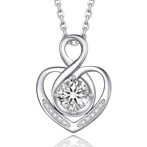 MomentWish Heart Necklace for Women, Jewelry Gifts for Her, D Color VVS1 Moissanite Necklace in 925 Sterling Silver, Infinity Pendent for Birthday Anniversary Mother's Day 4 Infinity-Drop Lo