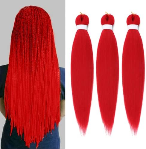 Pre-Stretched Braiding Hair Easy Braid Professional Itch- Synthetic Fibre Crochet Braids Yaki Texture Hair Extensions 6 Packs Braid Hair (30 Inch(Pack of 6), Green/purple/Lblue)