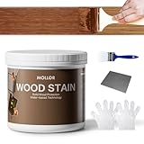 MOLLOR Wood Stain, 32 Oz Water Based Wood Stain and Sealer in One - No Priming, No Top Coat Required, Fast Drying|Low Odor|Non-Toxic, Perfect for Indoor and Outdoor Furniture (Teak with Tools)