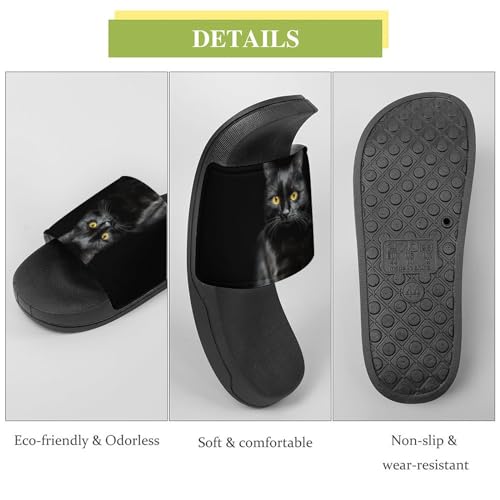 Claquettes femme chat noir : pantoufles de bain et chaussons de maison - 7