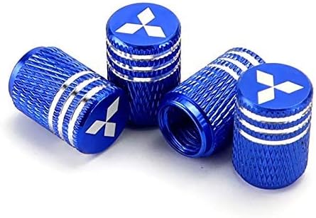 Hisport Fit Mitsubishi Stem Cap 4pcs Universal Car Tire Valve Stem Caps Air Cover Car Accessories Laser Logo Blue Stem Cover