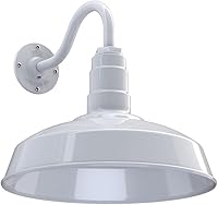 Vista 38 de Steel Lighting Co. Gardena - Luz de granero Montaje en pared al aire libre Cúpula de 16 pulgadas Cuello de cisne de 23 pulgadas Luz