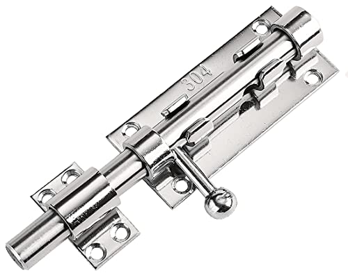 Litensh Heavy Duty Slide Gate Latch Bolt Safety Door Lock with Padlock Hole, 304 Stainless Steel Barrel Gate Bolt Latch