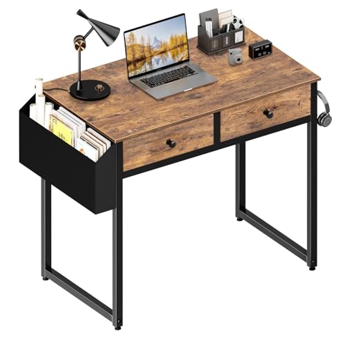 Lufeiya Small Computer Desk with 2 Drawers for Bedroom,...