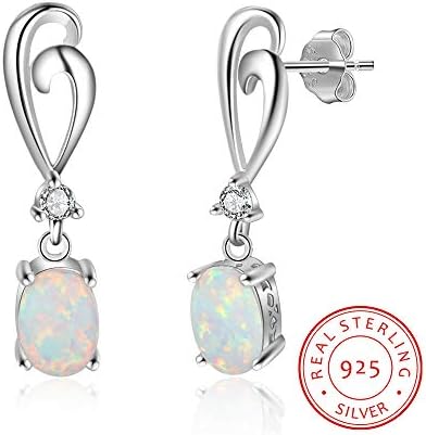 YAZILOIND S925 Sterling Silver Earrings Simple Style Opal Pendant Drop Dangle Earring Women Girls Birthday Jewellery