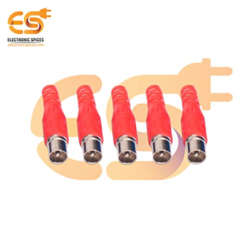 Image of Electronic Spices Red color RCA Male plugs solder audio connectors Electronic Cables pack of 5pcs