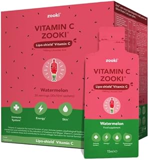 Zooki® Liposomal Vitamin C 1000mg Liquid Sachets | Alcohol Free, Vegan, Soy Free, Natural Ingredients | Immune System, Skin & Energy Support (Watermelon, 30 Count (Pack of 1))