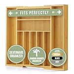 Purawood Bamboo Drawer Organizer - Expandable Silverware Organizer & Utensil Drawer Organizer, Cutlery Tray with Dividers, 7-9 Slots- Kitchen Organizer for Utensils & Flatware (Natural) - Image 2