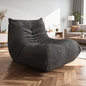 Sytopia Bean Bag Chair, Large Reading Chair for Adults Ultra-Comfy, Corner Sofa 40D Foam, Togo Sofa Furniture for Living Room Bedroom Gaming, Black Onyx