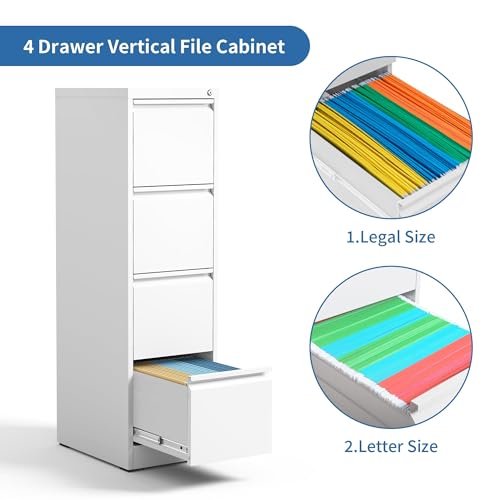 Image of 4 Drawer File Cabinet with Lock,Metal File Cabinet for Home Office