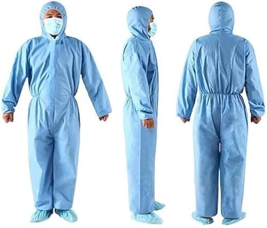 PBSS ESD Coverall, Blue, Medium Size, Hooded Full Body Protective Suit-image-27
