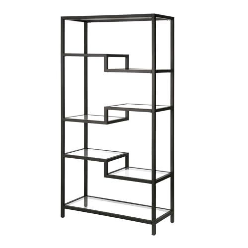 Henn&Hart 68" Tall Rectangular Bookcase in Blackened Bronze, for Home Office, Living Room by Henn&Hart - Image 4