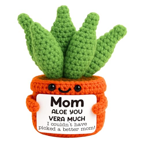 GiftMark Mothers Day Birthday Gifts for Mom from Daughter Son, Handmade Positive Crochet Aloe You...