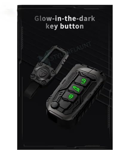 Image of Metal Black Car Key Protective Shockproof Cover /Case and Keychain Compatible with Xuv 700, Scorpio-N, Thar, Thar Roxx, Xuv 3XO,Bolero (3-Button Flip Key)