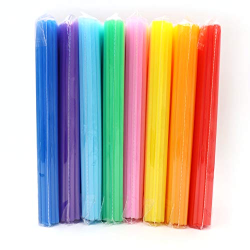 Mayata 300Pcs Colorful Disposable Plastic Long Disposable Drinking Straws Pinwheel Stick Wedding Pinwheel Supplies (6Mmx260Mm Colorful Straight Pipe) #TOP1