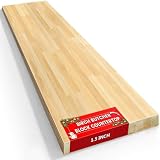 Butcher Block Countertop, Solid Wood Table Top - 6ft Unfinished Birch Work Bench Top Cut to Size for DIY Desktop/Washer Counter/Office Desk/Kitchen Island/Living and Dining Room Tables 72x25x1.5in